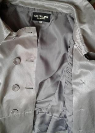 Жакет легкий матовое серебро посеребряный пиджачок весна- лето2 фото