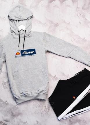 Мужской трикотажный спортивный костюм ellesse серый с капюшоном