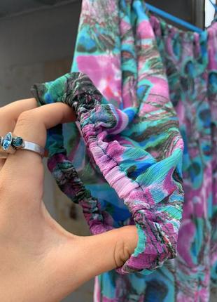 Принтовая блуза шифоновая блуза разноцветная блуза голубая кофточка летняя блуза10 фото
