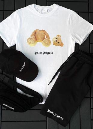 Річний трикотажний спортивний костюм palm angels комплект футболка шорти кепка