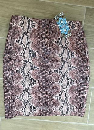 Юбка boohoo змеиный принт, спідниця зміїний принт, питон