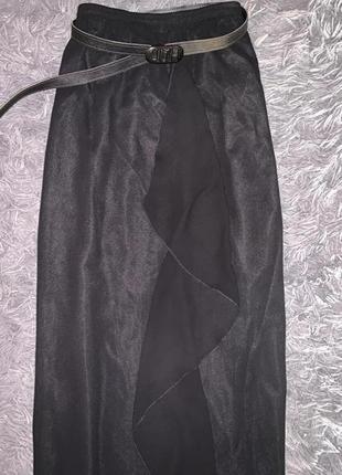 Чёрная длинная летняя юбка в пол на резинке  lindon  размер л2 фото