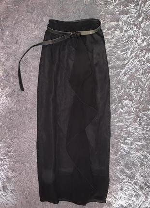 Чёрная длинная летняя юбка в пол на резинке  lindon  размер л9 фото