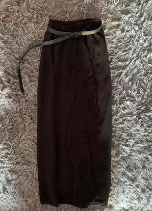Чёрная длинная летняя юбка в пол на резинке  lindon  размер л8 фото