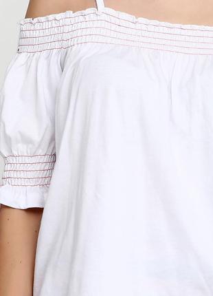 Блуза футболка трикотажная хлопковая на тонких бретелях верх и рукава на резинке c&a4 фото