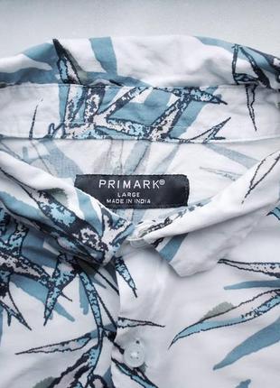 Рубашка  гавайская primark india viscose гавайка светлая (l)3 фото