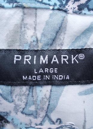 Рубашка  гавайская primark india viscose гавайка светлая (l)4 фото