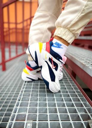 Чоловічі кросівки nike m2k locker blue white,кросівки найк м2к текно синій з білим не висока платформа