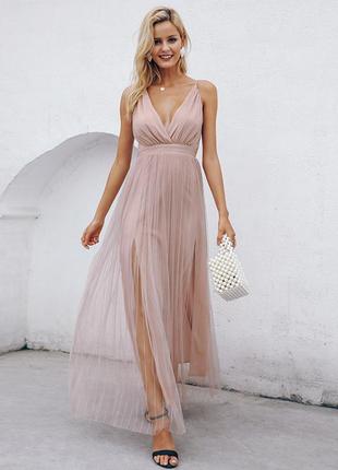 Шикарне літній шифонова сукня кольору пудра
