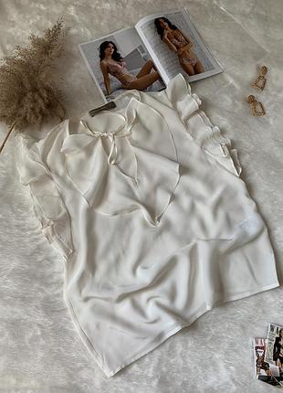 Мила шовкова блуза/ топ з рюшами бохо