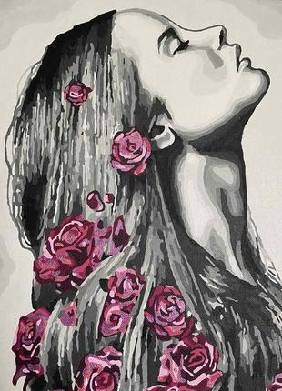 Картина портрет "девушка с цветами в волосах" 40×503 фото
