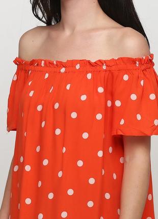 Блуза оранжевая в горошек горох с открытыми плечами c&a2 фото
