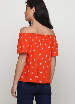 Блуза оранжевая в горошек горох с открытыми плечами c&a3 фото
