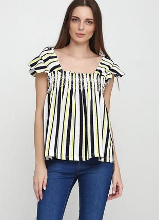 Блуза разноцветная в комбинированную полоску полосатая на широких бретелях свободного кроя c&a1 фото