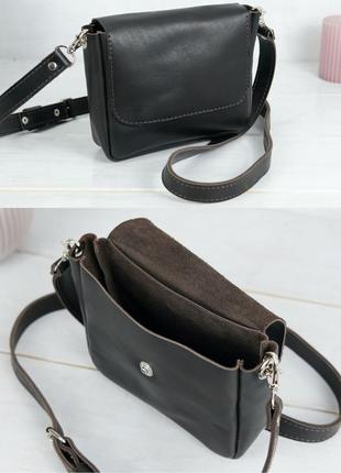Женская сумочка кросс-боди из натуральной кожи итальянский краст кофейная коричневая3 фото