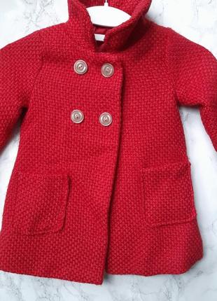 Пальто детское красное, для маленькой девочки леди zara kids2 фото