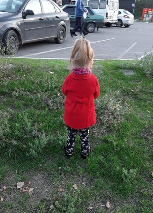 Пальто детское красное, для маленькой девочки леди zara kids8 фото