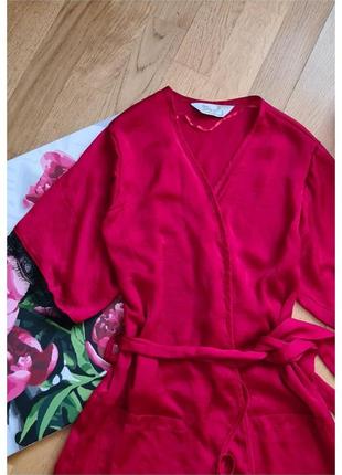 Красный шифоновый халат с кружевом love to lounge3 фото