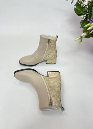 Эксклюзивные ботинки натуральная итальянская кожа и замша люкс бежевые2 фото