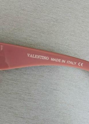 Valentino очки женские модные узкие бежевый градиент с розовыми дужками6 фото