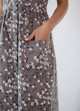 Шикарний сукня сарафан міді на гудзиках бреьелях в квітку квіточка квітковий принт2 фото