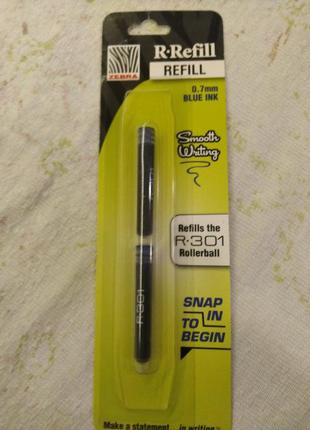 Zebra r-301 stainless steel rollerball pen refill, blue ink, чорнильні картриджі 2 шт. сині 87822