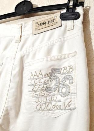 Сardellino турецкие брендовые джинсы белые женские штаны декор пайетки летние6 фото