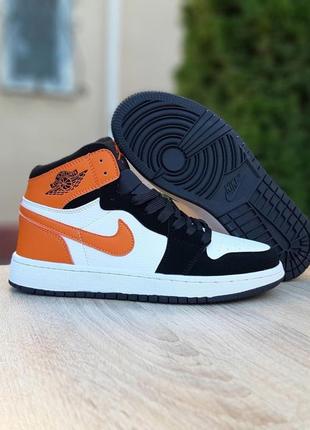 Nike air jordan белые с чёрным с оранжевым