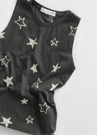 Майка темно-сіра бавовняна в малюнок принт зірки, зірочки zara3 фото