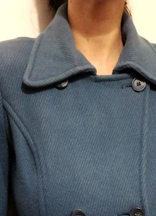 Sisley французский бренд пальто серо-голубое деми двубортное женское цвет деним4 фото