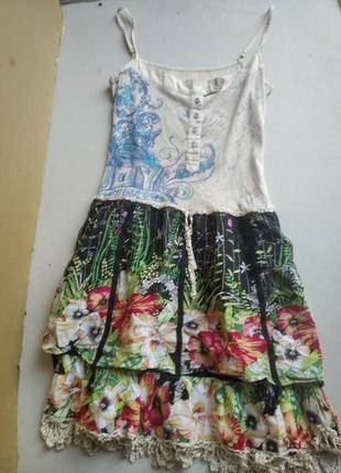 Летнее винтажное платье в цветы
