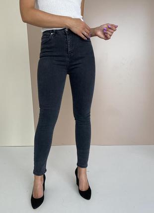 Slim джинсові штани висока посадка чорні сірі сині турция6 фото
