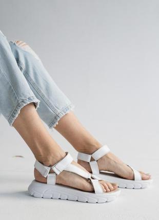 Белые женские сандали босоножки кожаные (из натуральной кожи белого цвета)5 фото
