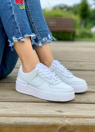 Nike air force shadow full white кроссовки найк женские форсы аир форс кеды белые3 фото