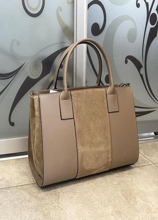 Сумка шкіряна каркасна ділова сумка сумка під документи комбінована сумка