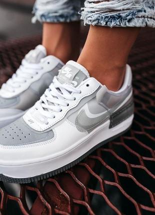 Nike air force shadow white grey кроссовки найк женские форсы аир форс кеды4 фото