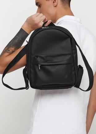 Черный стильный мужской мега удобный вместительный рюкзак для лета1 фото