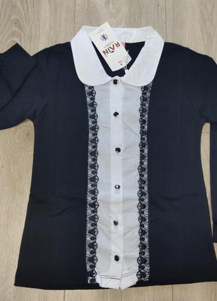 Кофта обманка для дівчинки  122-134 блузка в школу4 фото