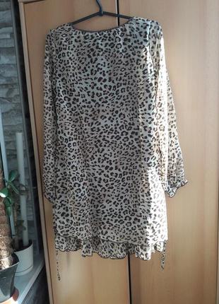 Обалденное леопардовое 2х ярусное платье- шифон rainbow р.38(s)-38(m2 фото