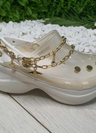 Crocs bae translucent; крокс с украшением2 фото