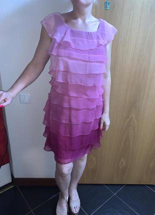 Розовое платье миди короткой платье шифоновое платье вечернее платье2 фото