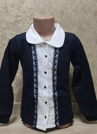 Кофта обманка для дівчинки  122-134 блузка в школу
