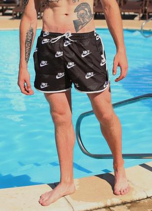 Стильні чоловічі літні пляжні шорти плавки купальні шорти nike чорні найк