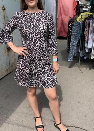Леопардовое платье, платье мини,короткое платье,туника леопардовая4 фото