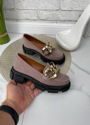 Туфлі мокасини лофери натуральна замша