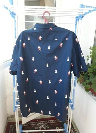 Рубашка синяя со снеговиками3 фото