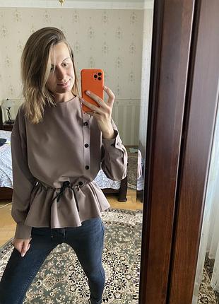 Блуза с кулиской на талии цвета пыльной розы