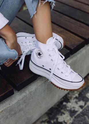 Кеди конверс жіночі, білі високі кеди конверси converse birds star hi white2 фото