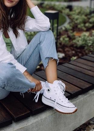 Кеди конверс жіночі, білі високі кеди конверси converse birds star hi white5 фото