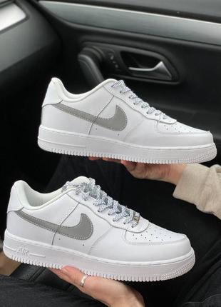 Nike air force 1 low reflective logo кроссовки найк женские аир форс кеды рефлективные2 фото